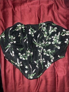 SHEIN Black Floral Embroidered Corset Crop Top